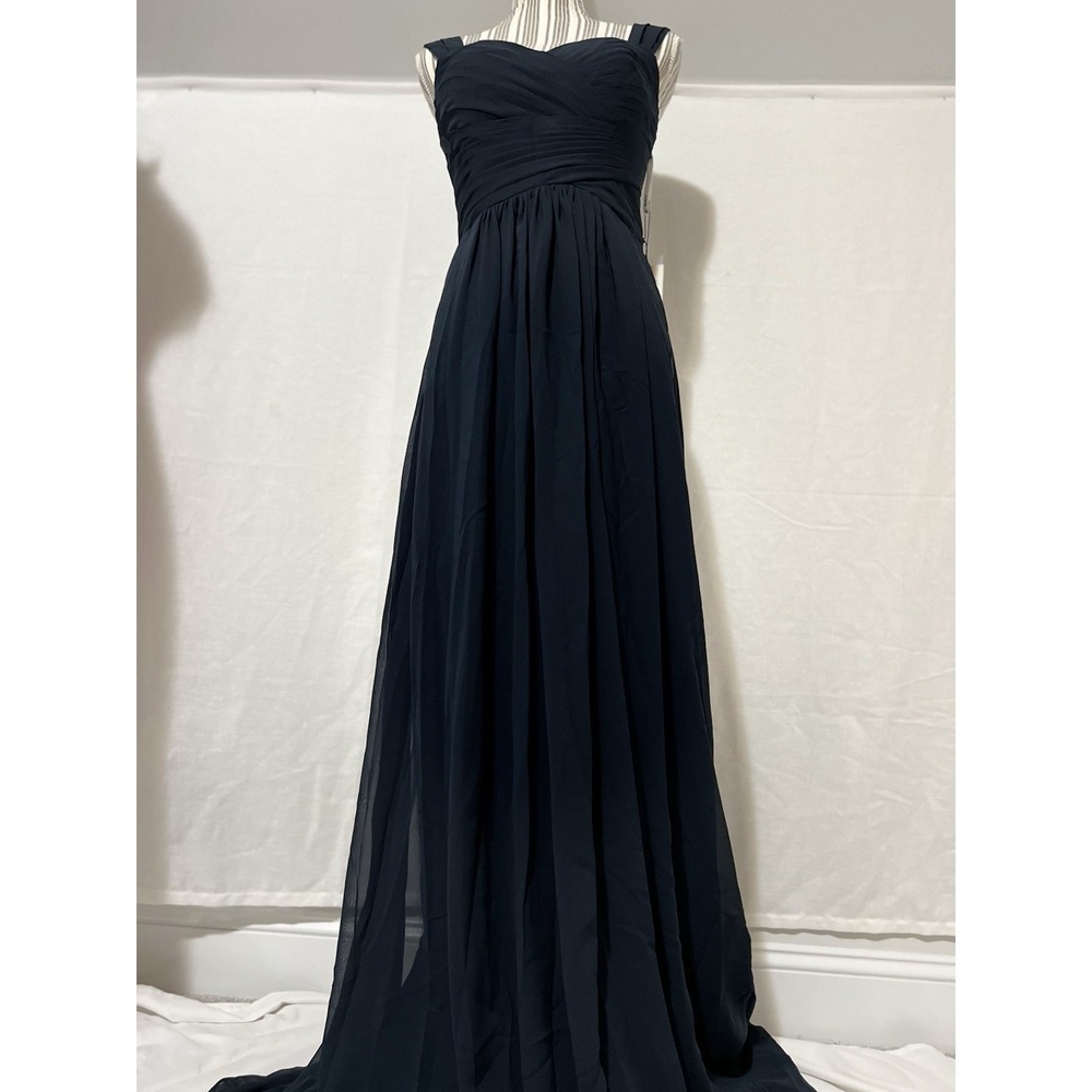 Elegant Diyouth Navy Blue Chiffon Pleated Bodice Maxi Dress Sz XS Prom Gala NWT